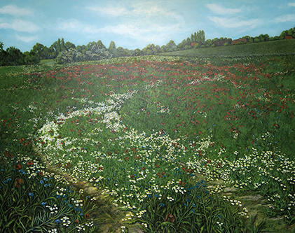 Poppy field by Clausdorf, Acryl 2017, 200 x 160 m